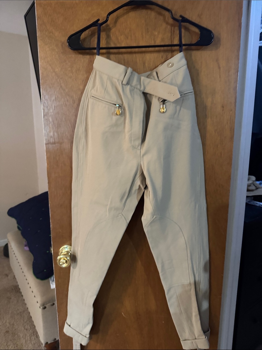 Burberry Khaki Beige Trouser Pants with Navy Label